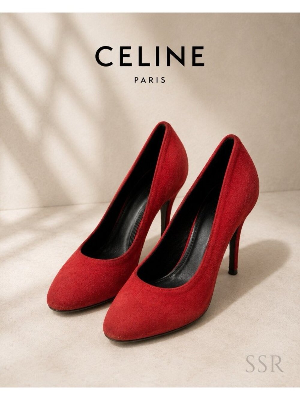 OLD CELINE Phoebe Philo Era Red Suede Stiletto Pumps EU 40 US 9 Made Italy